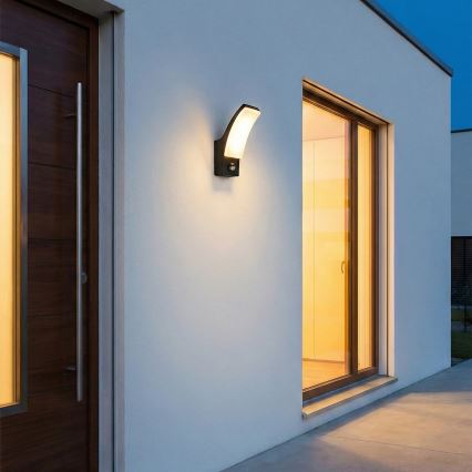 BRILAGI - LED vanjska zidna svjetiljka s senzorom pokreta i sumraka ARCELO LED/12W/230V IP65 crna