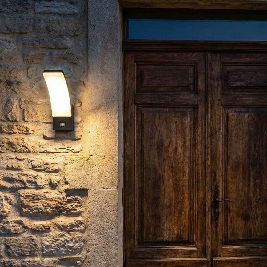 BRILAGI - LED vanjska zidna svjetiljka s senzorom pokreta i sumraka ARCELO LED/12W/230V IP65 crna