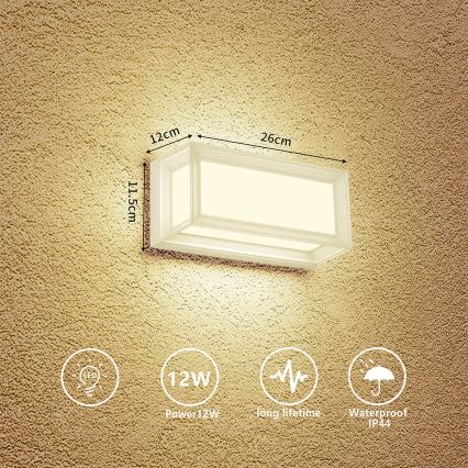 Brilagi - LED vanjska zidna svjetiljka PARKER LED/12W/230V 3000/4500/6000K bijela IP44