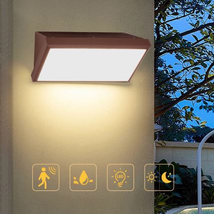 Brilagi - LED vanjsko zidno svjetlo s senzorom TRIANGLE LED/20W/230V smeđa IP65