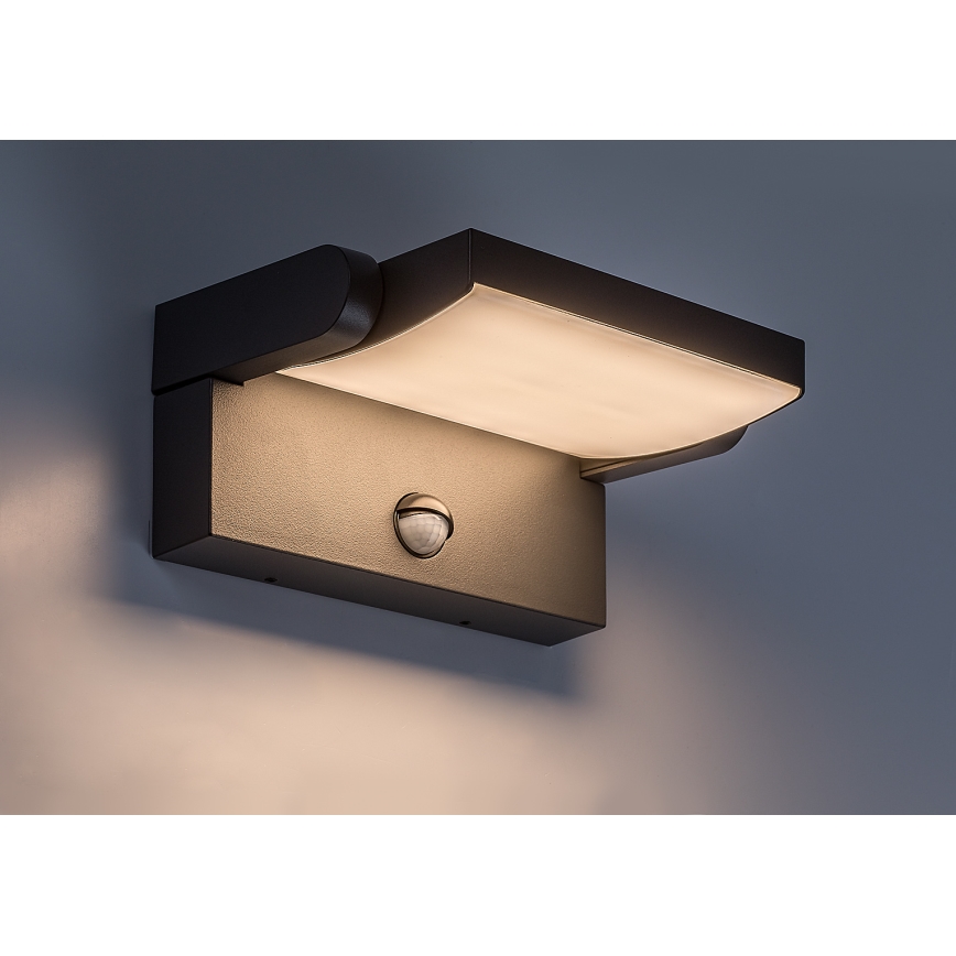 BRILAGI - LED vanjsko zidno svjetlo s senzorom pokreta i sumraka ANKLE LED/12W/230V IP65 crna