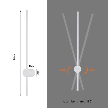 Brilagi - LED vanjsko zidno svjetlo AURA LED/12W/230V 3000K IP54 65 cm bijela CRI 90