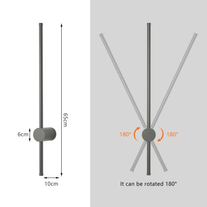 Brilagi - LED vanjska zidna svjetiljka AURA LED/12W/230V 3000K IP54 65 cm antracit CRI 90