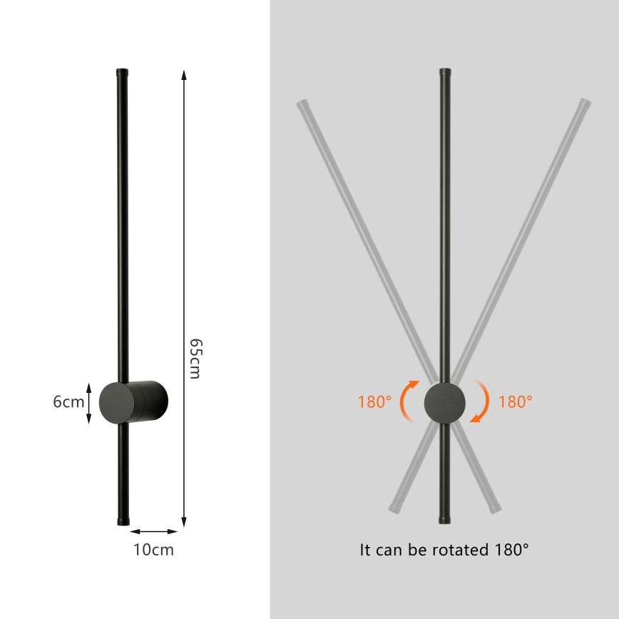 Brilagi - LED vanjska zidna svjetiljka AURA LED/12W/230V 3000K IP54 65 cm crna