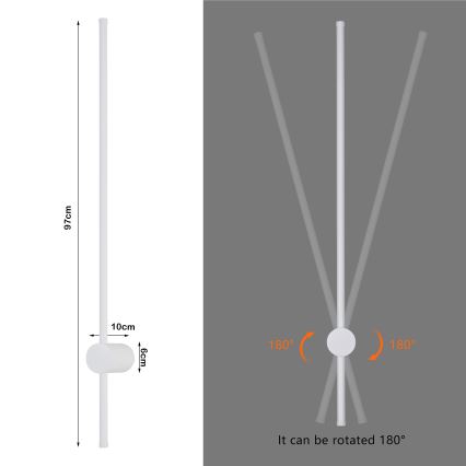 Brilagi - LED vanjska zidna svjetiljka AURA LED/20W/230V 3000K IP54 97 cm bijela CRI 90