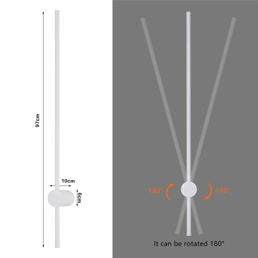 Brilagi - LED vanjska zidna svjetiljka AURA LED/20W/230V 3000K IP54 97 cm bijela CRI 90
