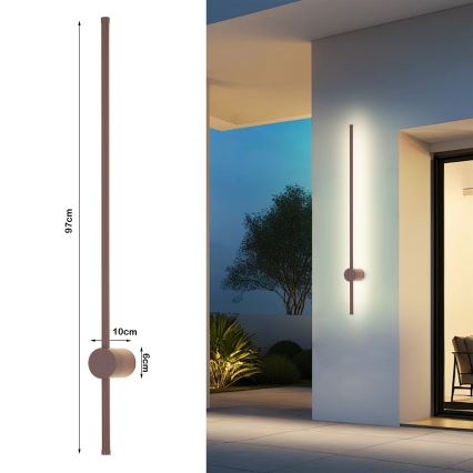 Brilagi - LED vanjsko zidno svjetlo AURA LED/20W/230V 3000K IP54 97 cm smeđa CRI 90