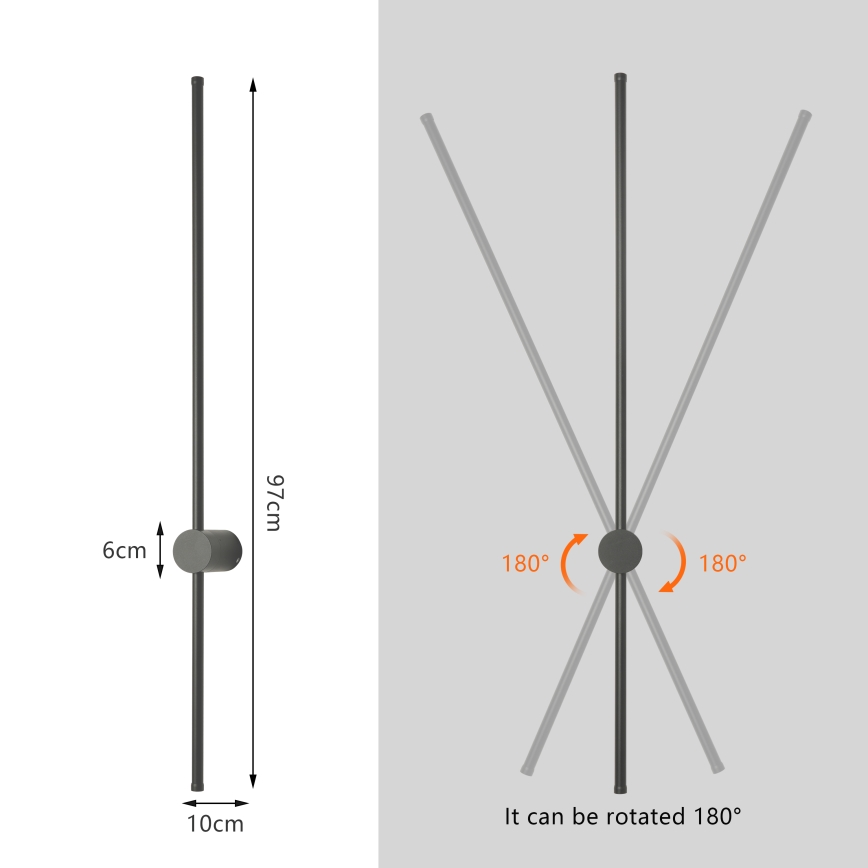 Brilagi - LED vanjsko zidno svjetlo AURA LED/20W/230V 3000K IP54 97 cm antracit CRI 90