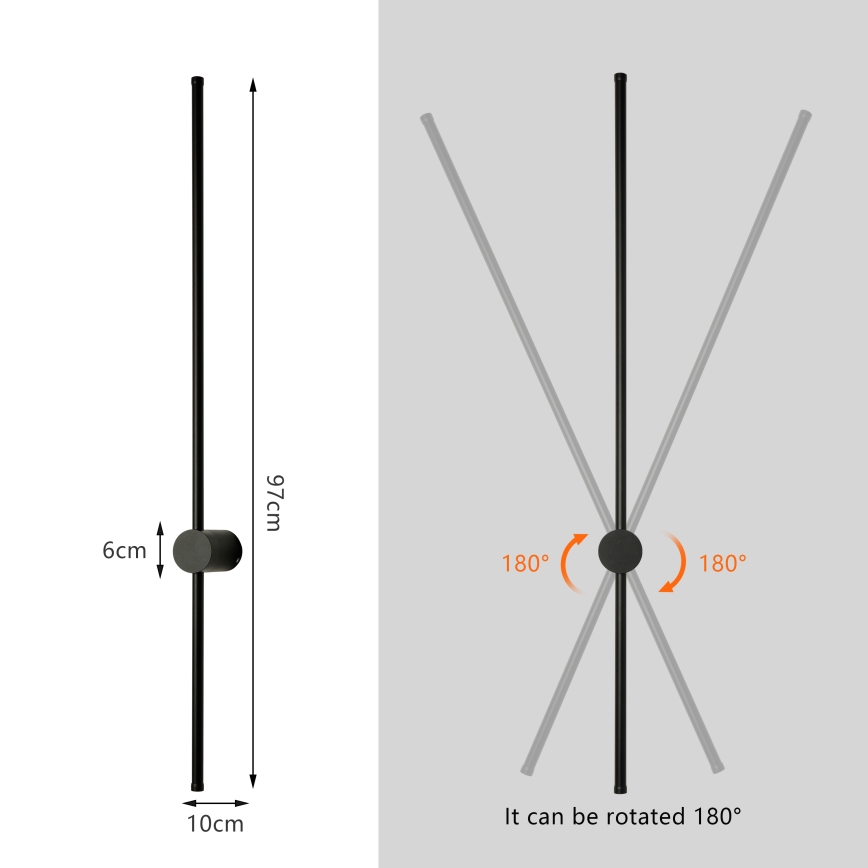 Brilagi - LED vanjsko zidno svjetlo AURA LED/20W/230V 4000K IP54 97 cm crna