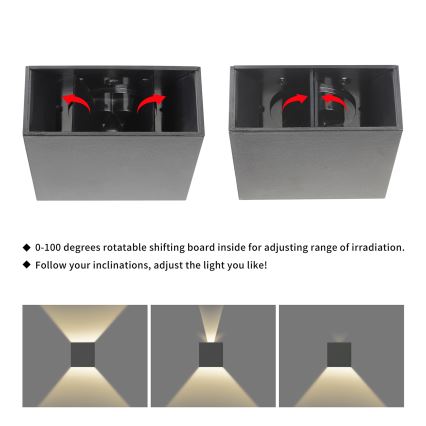 Brilagi - LED vanjsko zidno svjetlo DOUBLERAY LED/4W/230V antracit IP65