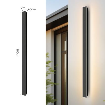 Brilagi - vanjsko LED zidno svjetlo LINEAR, 22 W, 230 V, 3000 K, IP65, 100 cm, crne boje, CRI 90