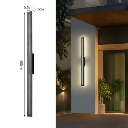 Brilagi - LED vanjska zidna svjetiljka LINEO LED/24W/230V 3000K IP65 100 cm crna