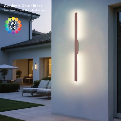 Brilagi - LED vanjska zidna svjetiljka LUNA LED/24W/230V 3000K IP65 100 cm smeđa CRI 90