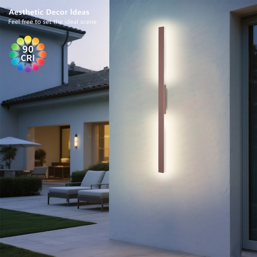 Brilagi - LED vanjska zidna svjetiljka LUNA LED/24W/230V 3000K IP65 100 cm smeđa CRI 90