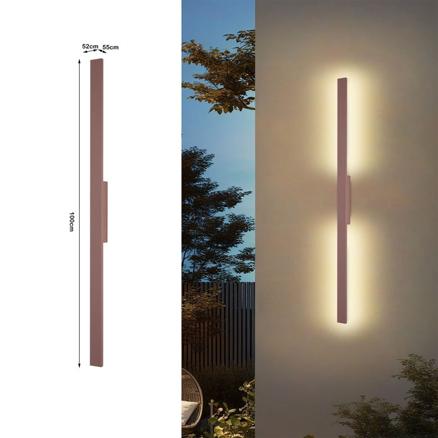 Brilagi - LED vanjska zidna svjetiljka LUNA LED/24W/230V 3000K IP65 100 cm smeđa CRI 90