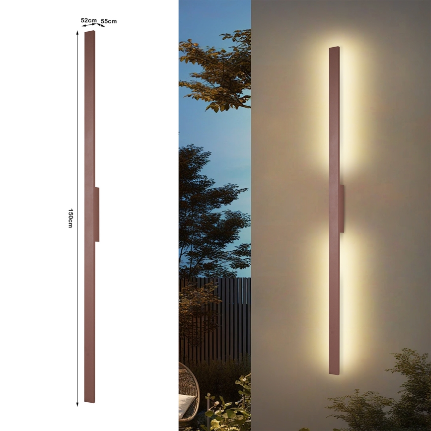 Brilagi - LED vanjsko zidno svjetlo LUNA LED/30W/230V 3000K IP65 150 cm smeđa CRI 90