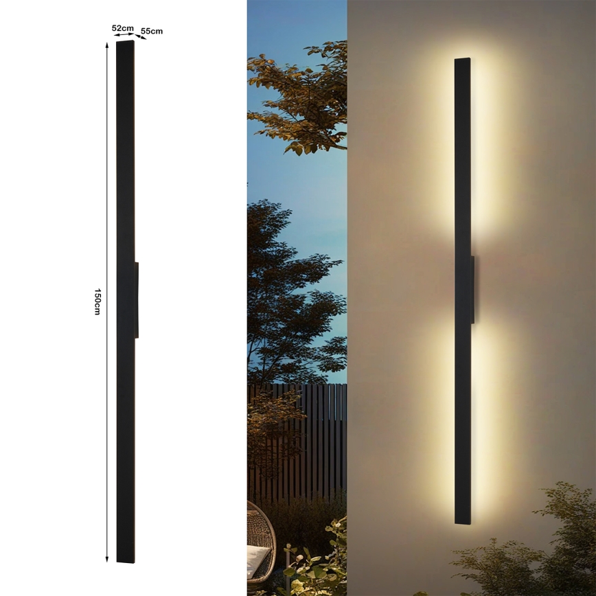 Brilagi - LED vanjska zidna svjetiljka LUNA LED/30W/230V 4000K IP65 150 cm crna CRI 90