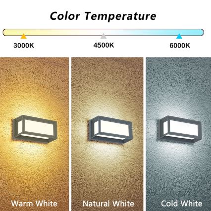Brilagi - LED vanjska zidna svjetiljka PARKER LED/12W/230V 3000/4500/6000K siva IP44