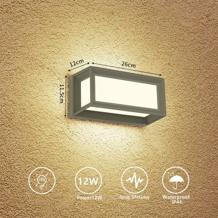 Brilagi - LED vanjska zidna svjetiljka PARKER LED/12W/230V 3000/4500/6000K siva IP44