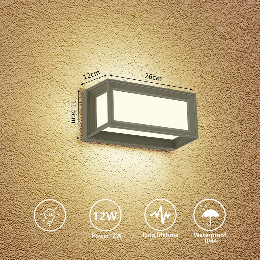 Brilagi - LED vanjska zidna svjetiljka PARKER LED/12W/230V 3000/4500/6000K siva IP44
