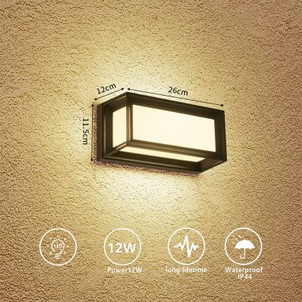 Brilagi - LED vanjsko zidno svjetlo PARKER LED/12W/230V crna IP44