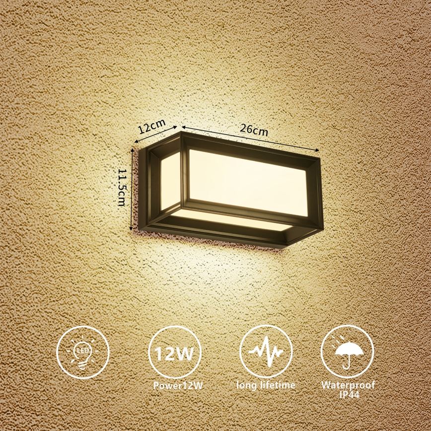 Brilagi - LED vanjsko zidno svjetlo PARKER LED/12W/230V crna IP44