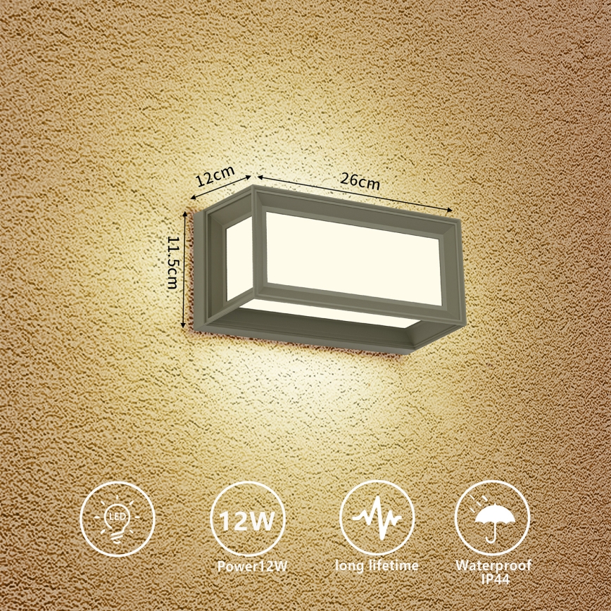Brilagi - LED vanjsko zidno svjetlo PARKER LED/12W/230V sivo IP44