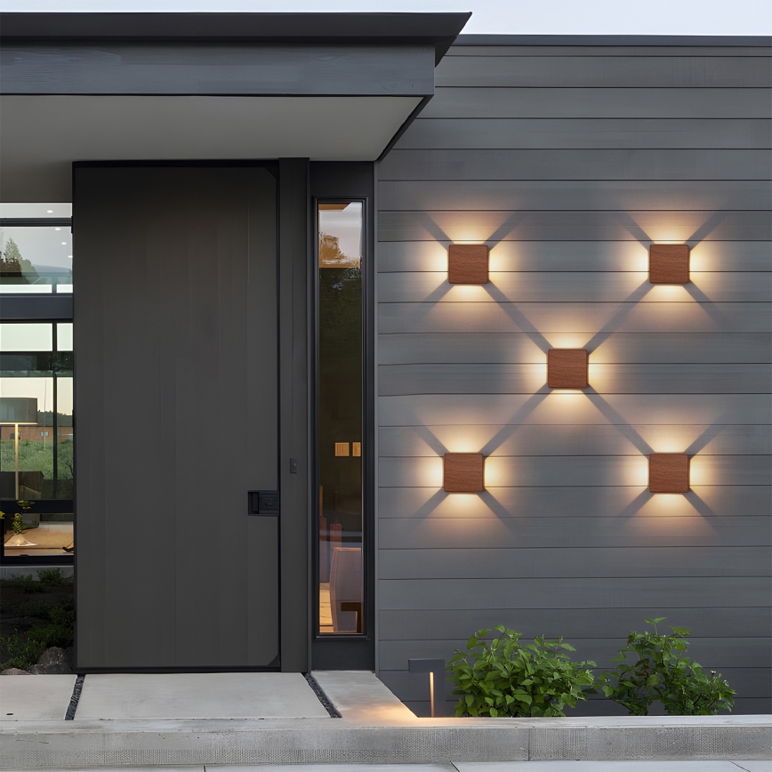 Brilagi - LED vanjsko zidno svjetlo QUADRAY LED/6W/230V drveni dekor IP54