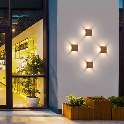 Brilagi - LED vanjsko zidno svjetlo QUADRAY LED/6W/230V drveni dekor IP54