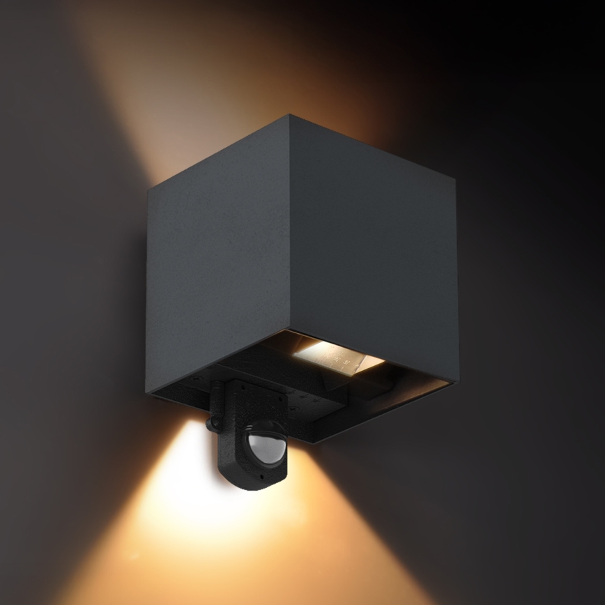 Brilagi - LED vanjsko zidno svjetlo s senzorom CUBE LED/6W/230V antracit IP65