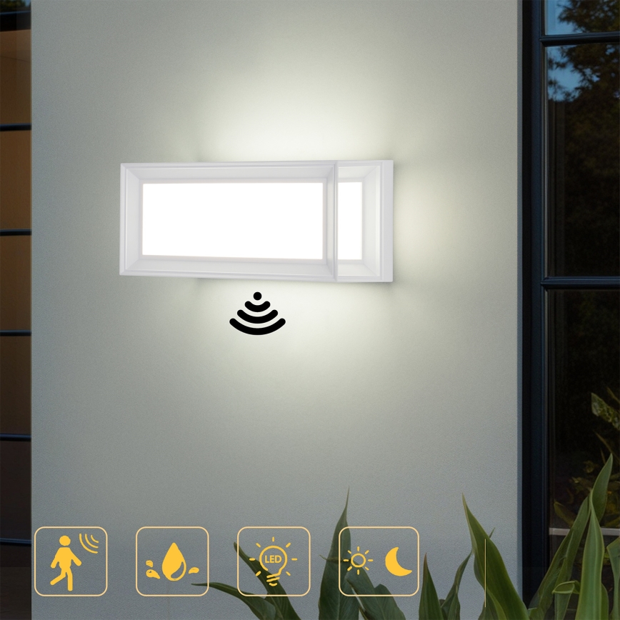 Brilagi - PARKER LED vanjsko zidno svjetlo s senzorom, 12W/230V, bijelo, IP44