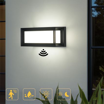 Brilagi - LED vanjsko zidno svjetlo s senzorom PARKER LED/12W/230V crno IP44