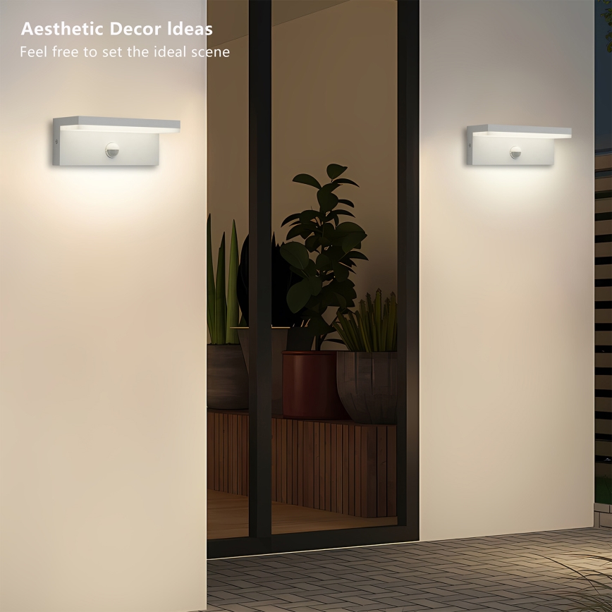 Brilagi - LED vanjsko zidno svjetlo sa senzorom TESSI LED/10W/230V bijela IP54