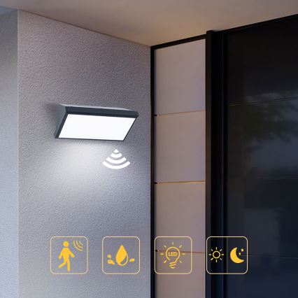 Brilagi - LED vanjsko zidno svjetlo sa senzorom TRIANGLE LED/20W/230V antracit IP65