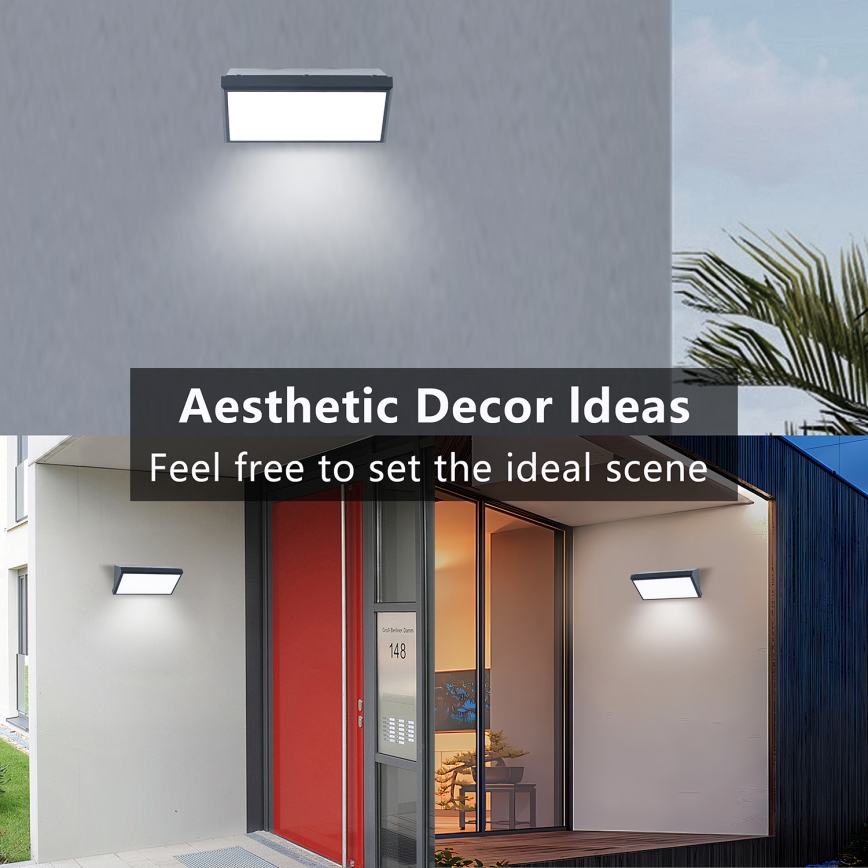 Brilagi - LED vanjsko zidno svjetlo sa senzorom TRIANGLE LED/20W/230V antracit IP65