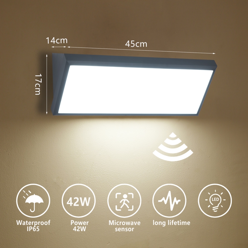Brilagi - LED vanjsko zidno svjetlo sa senzorom TRIANGLE LED/42W/230V 45 cm antracit IP65