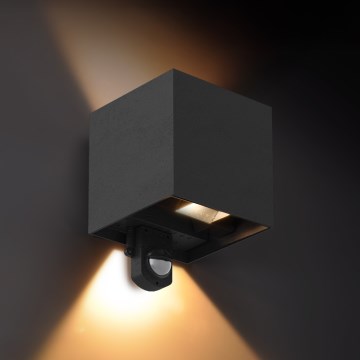 Brilagi - LED vanjsko zidno svjetlo sa senzorom CUBE LED/6W/230V crno IP65