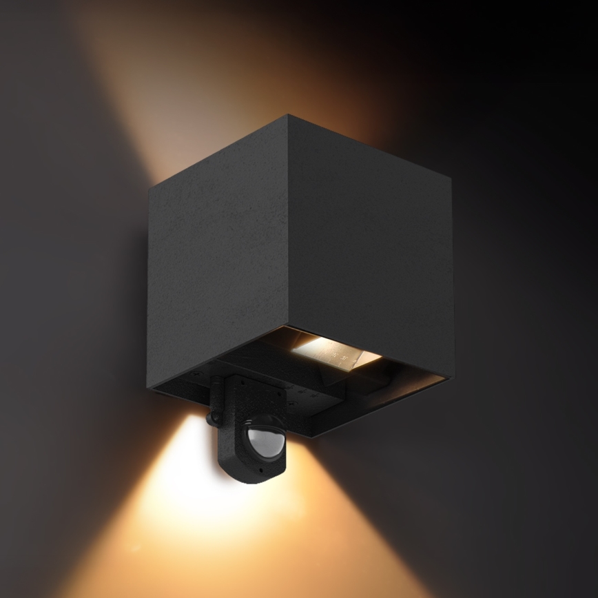 Brilagi - LED vanjsko zidno svjetlo sa senzorom CUBE LED/6W/230V crno IP65