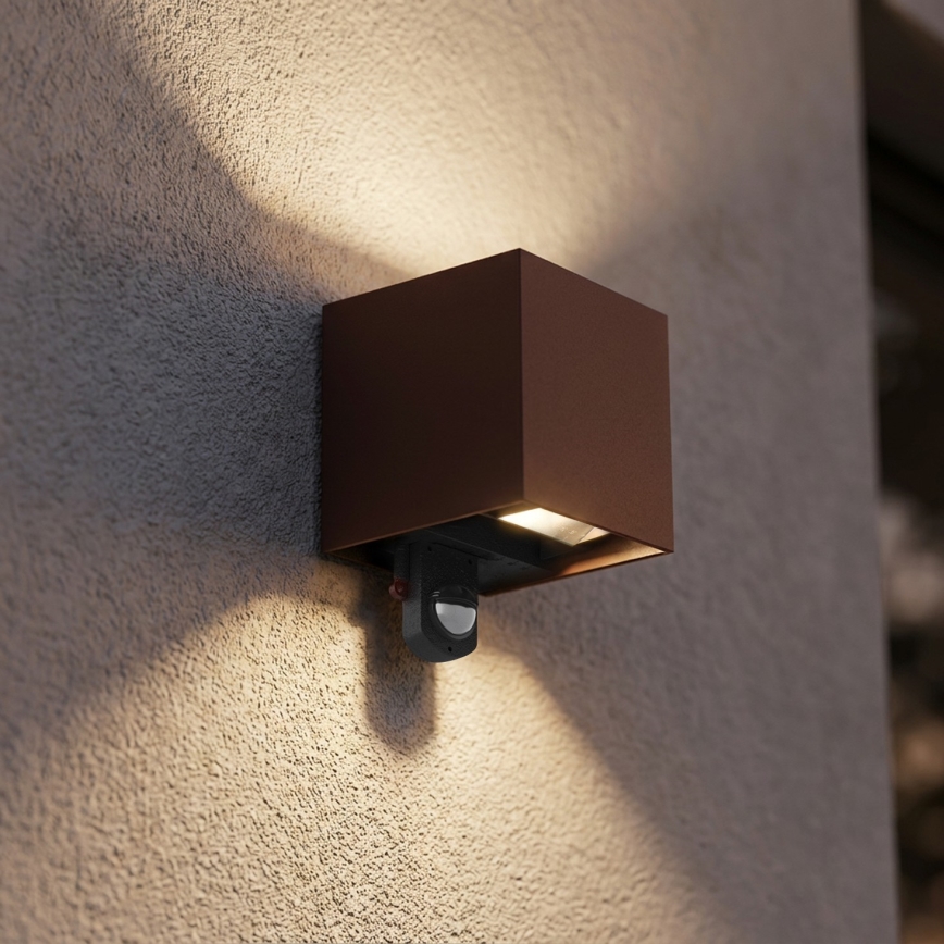 Brilagi - LED vanjsko zidno svjetlo sa senzorom CUBE LED/6W/230V smeđa IP65