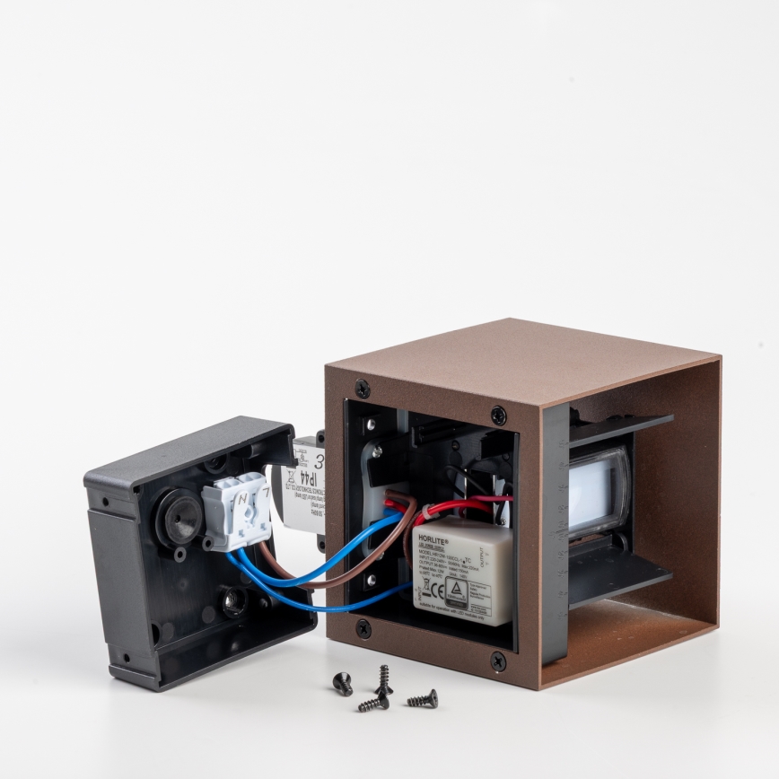 BRILAGI - LED vanjsko zidno svjetlo sa senzorom CUBE LED/6W/230V smeđa IP65