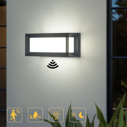 Brilagi - LED vanjsko zidno svjetlo s senzorom PARKER LED/12W/230V antracit IP44