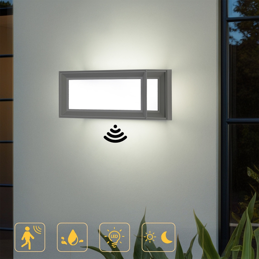 Brilagi - LED vanjsko zidno svjetlo s detektorom pokreta PARKER LED/12W/230V siva IP44