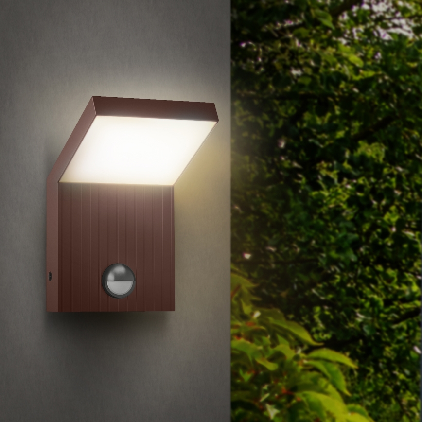 Brilagi - LED vanjska zidna svjetiljka s senzorom RIANO LED/8W/230V smeđa IP65