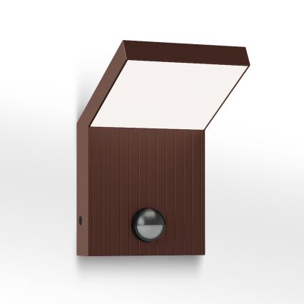 Brilagi - LED vanjska zidna svjetiljka s senzorom RIANO LED/8W/230V smeđa IP65