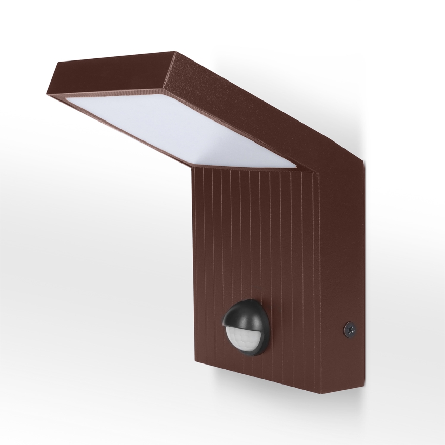 Brilagi - LED vanjska zidna svjetiljka s senzorom RIANO LED/8W/230V smeđa IP65