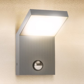 Brilagi - LED vanjsko zidno svjetlo sa senzorom RIANO LED/8W/230V srebrno IP65