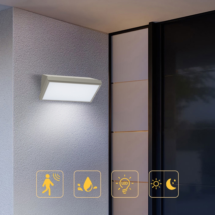 Brilagi - LED vanjsko zidno svjetlo s senzorom TRIANGLE LED/20W/230V siva IP65