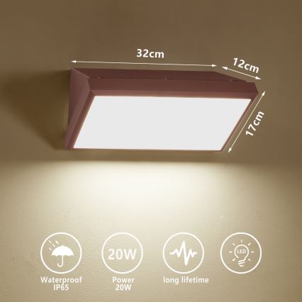 Brilagi - LED vanjsko zidno svjetlo TRIANGLE LED/20W/230V smeđa IP65