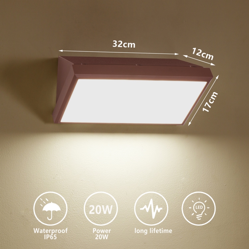 Brilagi - LED vanjsko zidno svjetlo TRIANGLE LED/20W/230V 3000/4000/6500K smeđa IP65