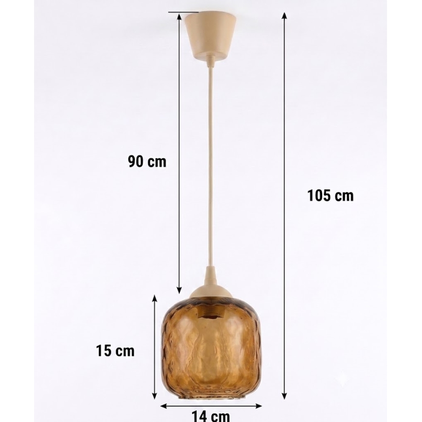 BRILAGI - LED luster na sajli RETRO GLASS 1xE27/60W/230V Ø 14 cm bež/dimljeno-smeđa
